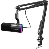 MAONO Dynamische gamingmicrofoon met boomarm: XLR/USB Podcast-microfoon met software, dempknop, versterkingsregeling, RGB-pc-microfoon voor streaming, opname, PS4/PS5, YouTube-contentcreatie PD100XS