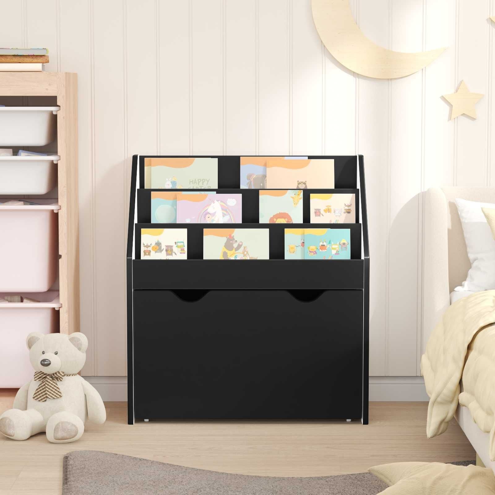 vidaXL Kinderen Boekenkast Zwart 60 x 29,5 x 69 cm Bewerkt hout