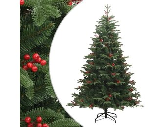 vidaXL Kunstkerstboom met scharnieren dennenappels en bessen 180 cm