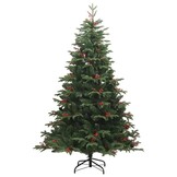 vidaXL Kunstkerstboom met scharnieren dennenappels en bessen 180 cm