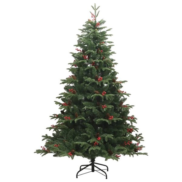 vidaXL Kunstkerstboom met scharnieren dennenappels en bessen 180 cm