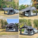 Auto achtertent voor 2-3 personen, met 3 grote kanalen, achtertent SUV zonwering, achtertent voor camping, waterdicht en duurzaam, voor zelfaandrijving/lange reizen