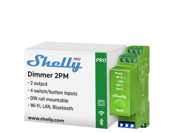 Shelly Pro Dimmer 2 PM│ Professionele│ Intelligente Dimmer Met 2 Kanalen│ DIN-Railmontage│ Vermogensmeter│ LAN│ WLAN En Bluetooth│ Alexa En Google Home│ iOS, Android App