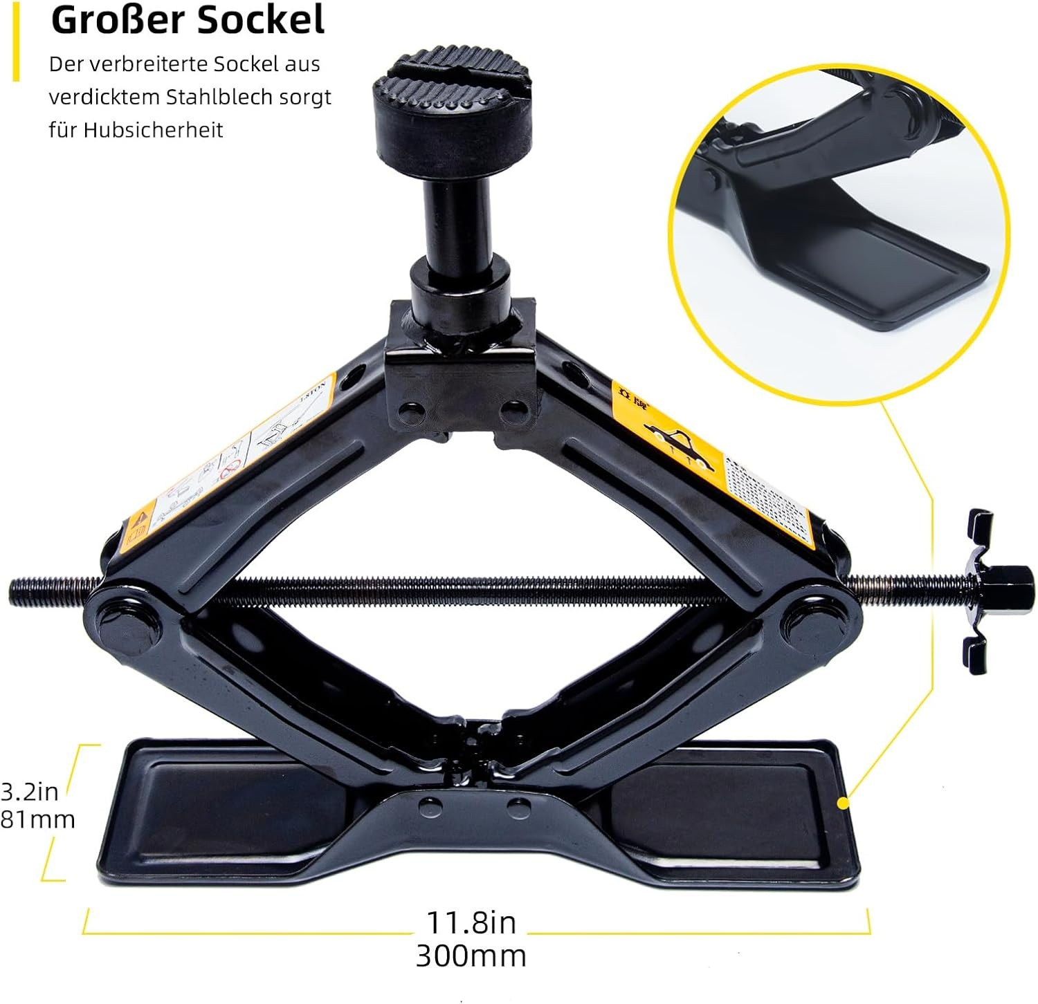Schaarkrik met 2T werkbesparend design, verdikte stalen plaat (1,8 ton + rubberen pad)