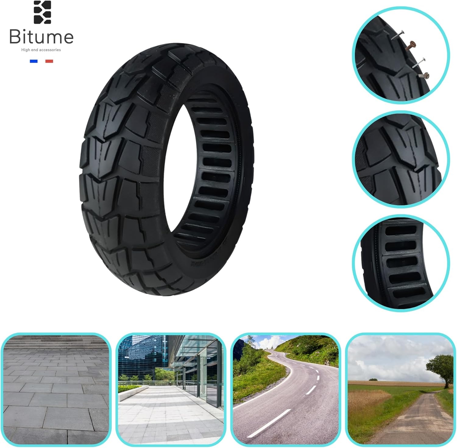 BITUME | Massieve band voor Urbanglide Ecross Pro en Max, 10 x 2,75-6,5 inch lekvrije band voor elektrische stepwagens