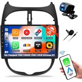 CAMECHO 2G+64G Android 13 autoradio voor Peugeot 206/206CC 2001-2016 Cirteon C2, 9" scherm Autoradio-Draadloze Apple Carplay Android Auto GPS WiFi Bluetooth FM RD USB SWC+Achteruitrijcamera