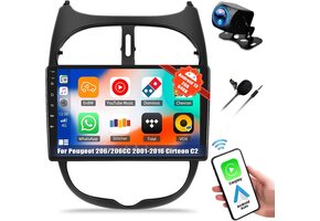 Android 13 Autoradio voor Peugeot 206/206CC & Citroën C2 - 9" Scherm, CarPlay/Android Auto - 41% Korting!