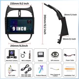 CAMECHO 2G+64G Android 13 autoradio voor Peugeot 206/206CC 2001-2016 Cirteon C2, 9" scherm Autoradio-Draadloze Apple Carplay Android Auto GPS WiFi Bluetooth FM RD USB SWC+Achteruitrijcamera