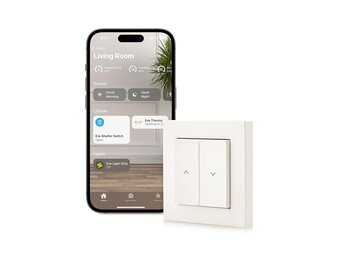 Eve Shutter Switch – Smart Shutter-controller met ingebouwde schema's, adaptieve zonwering, Siri-spraakbesturing, timer, toegang op afstand, geen bridge nodig, Bluetooth/Thread, Apple HomeKit.