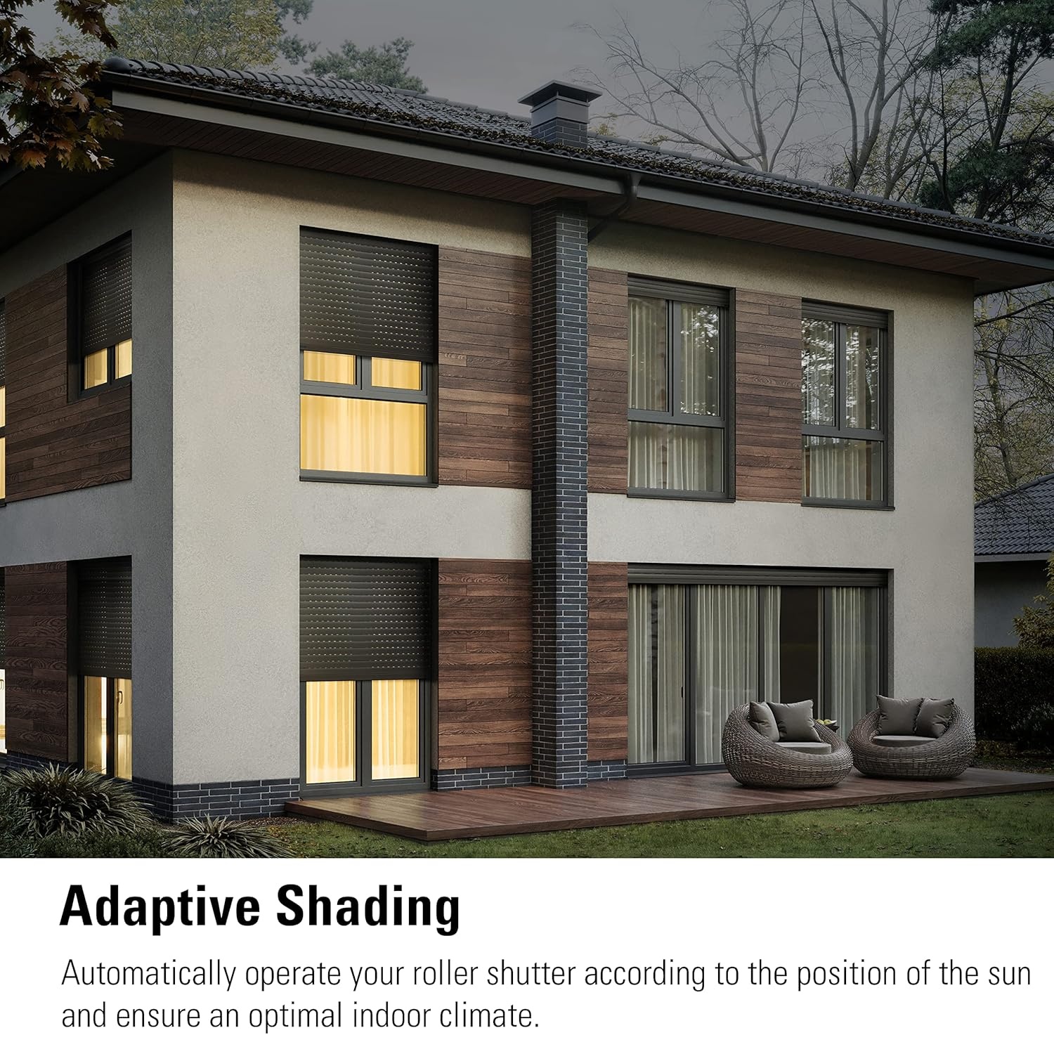 Eve Shutter Switch – Smart Shutter-controller met ingebouwde schema's, adaptieve zonwering, Siri-spraakbesturing, timer, toegang op afstand, geen bridge nodig, Bluetooth/Thread, Apple HomeKit.