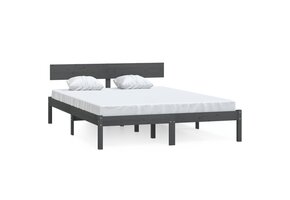vidaXL Bedframe Massief Hout Grijs 120x190 cm - 76% Korting