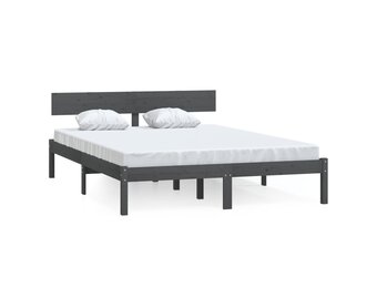 vidaXL Bedframe massief hout grijs 120x190 cm