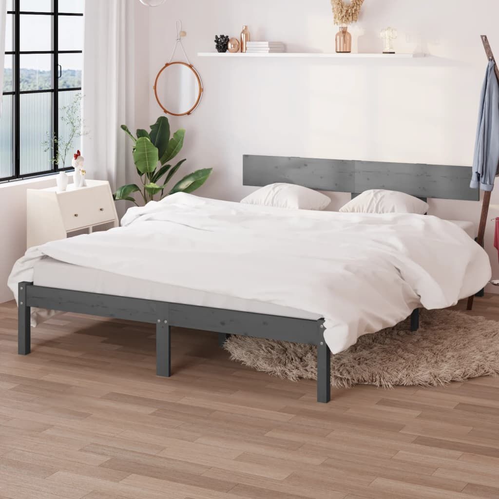 Houten Bedframe Grijs 120x190 cm - 82% Korting