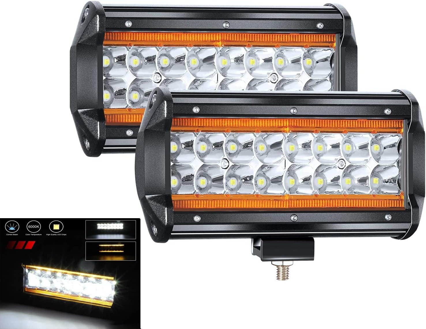 YUGUANG 7" 240W CREE LED Projector Werklamp - Dubbele Kleur (6000K Wit & 3000K Amber) met Angel Eyes