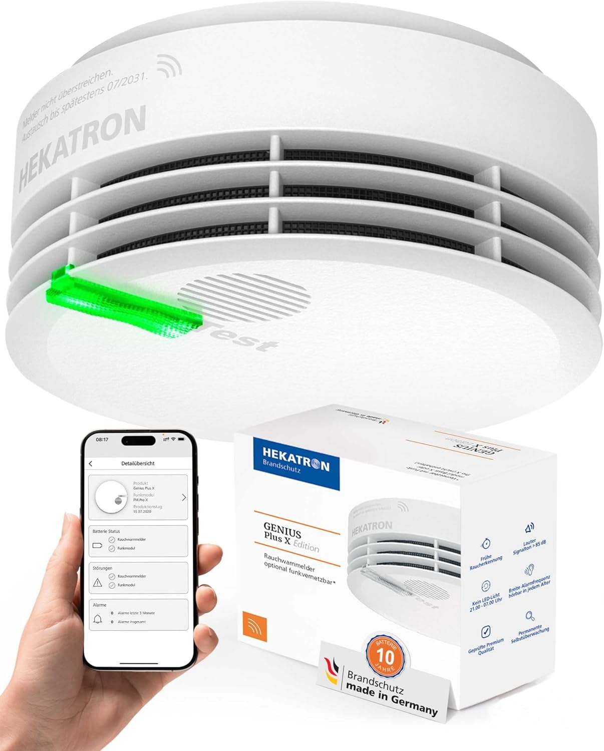 Hekatron Genius Plus X rookmelder met lithiumbatterij (10 jaar levensduur) - Wit
