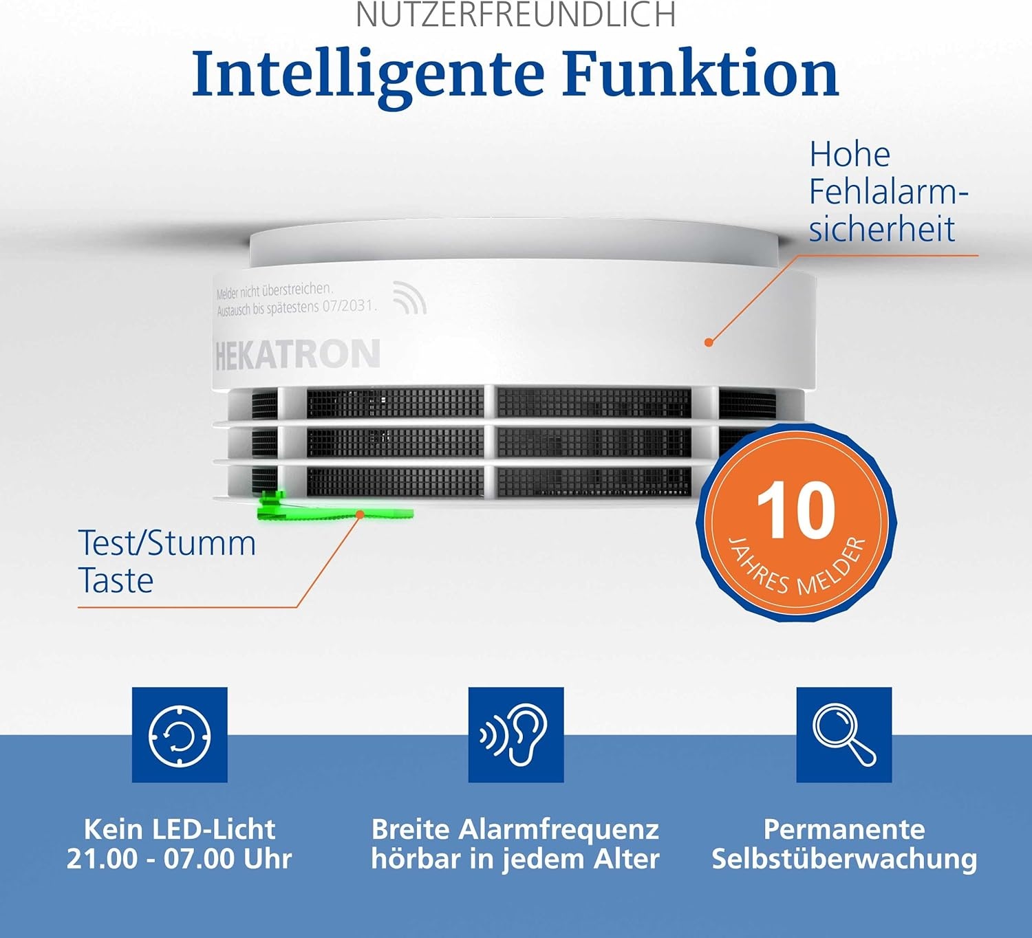 Hekatron Genius Plus X rookmelder met lithiumbatterij (10 jaar levensduur) - Wit