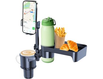 Convitex Auto Bekerhouder met Tafelblad en Telefoonhouder, 360° Verstelbaar