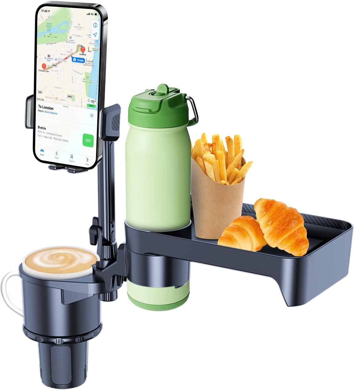 Convitex Auto Bekerhouder met Tafelblad en Telefoonhouder, 360° Verstelbaar