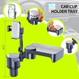 Convitex Auto Bekerhouder met Tafelblad en Telefoonhouder, 360° Verstelbaar