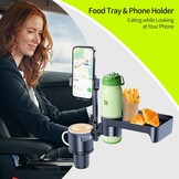 Convitex Auto Bekerhouder met Tafelblad en Telefoonhouder, 360° Verstelbaar