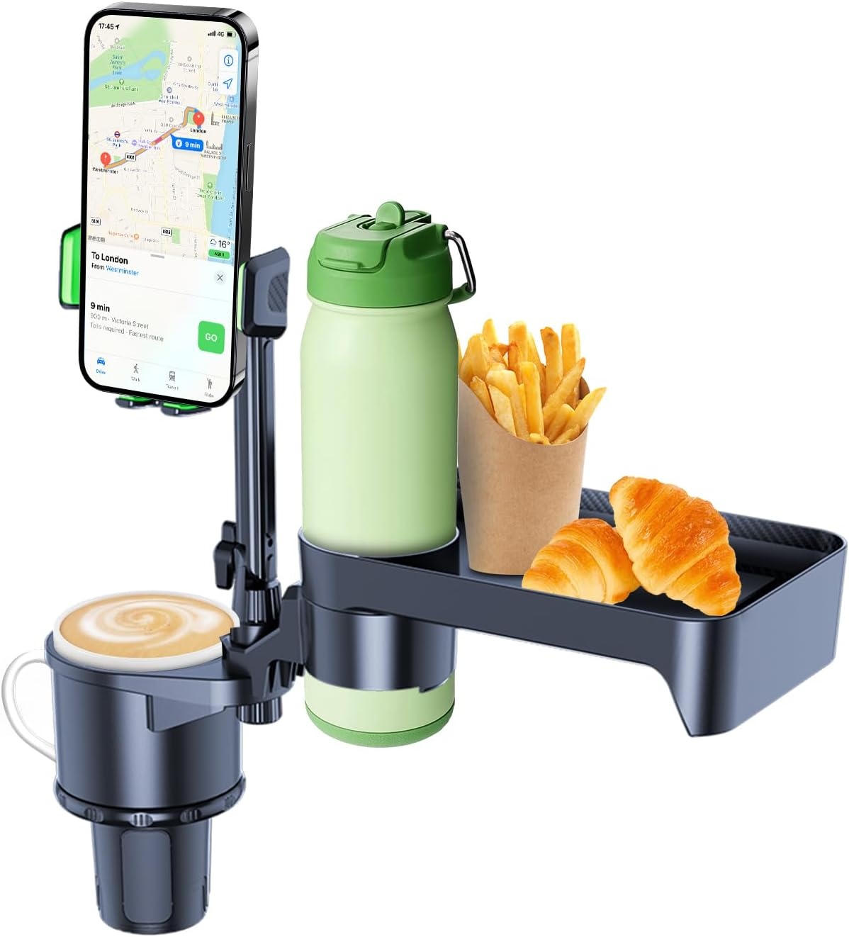 Convitex Auto Bekerhouder met Tafelblad en Telefoonhouder, 360° Verstelbaar