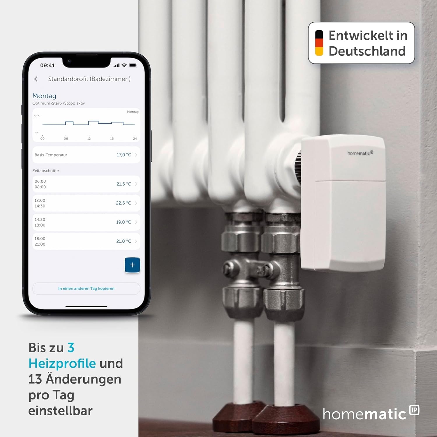 Homematic IP Smart Home 155648A0 Radiatorthermostaat, compact, digitale thermostaat, verwarmingsthermostaat, bediening via app, Alexa en Google Assistant, eenvoudige installatie, energiebesparing