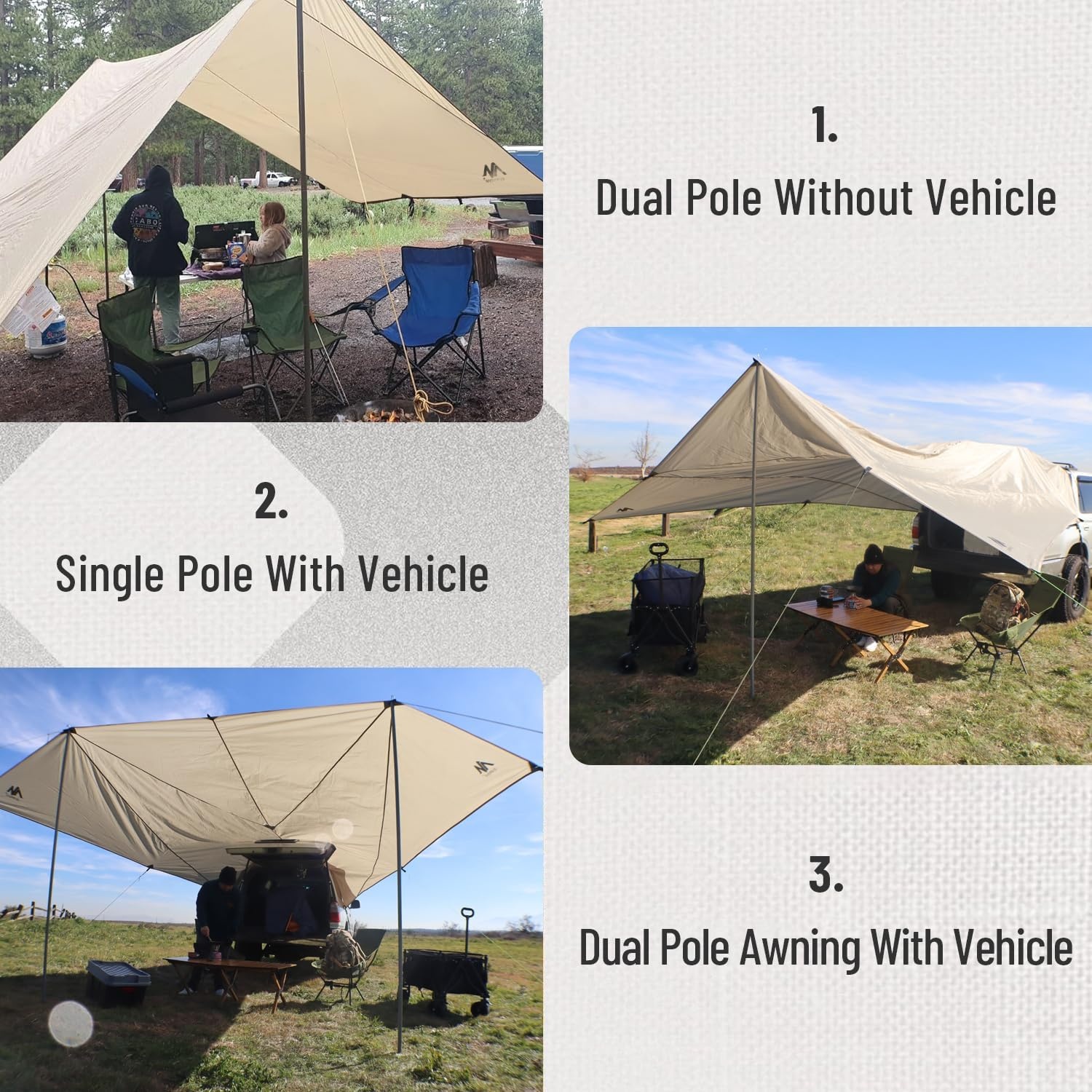Waterdichte Autotent Kampeerluifel 30% Korting | 485x427 cm Mocha