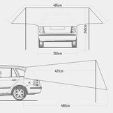 Waterdichte Autotent Kampeerluifel 30% Korting | 485x427 cm Mocha
