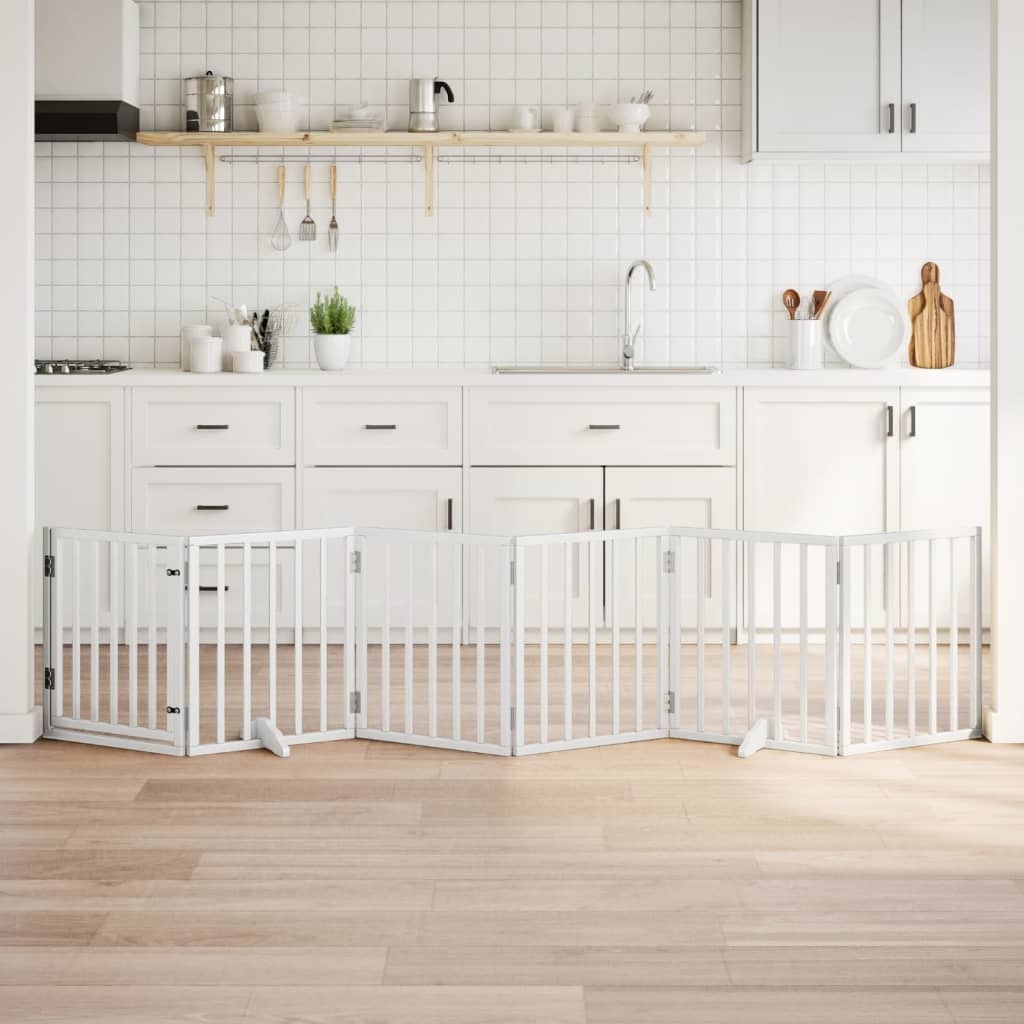Inklapbaar Hondenhek 6 Panelen - 300 cm - Populierenhout Wit (-29%)