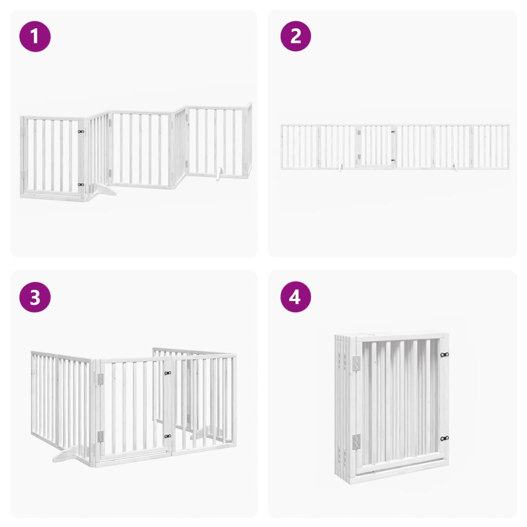Inklapbaar Hondenhek 6 Panelen - 300 cm - Populierenhout Wit (-29%)