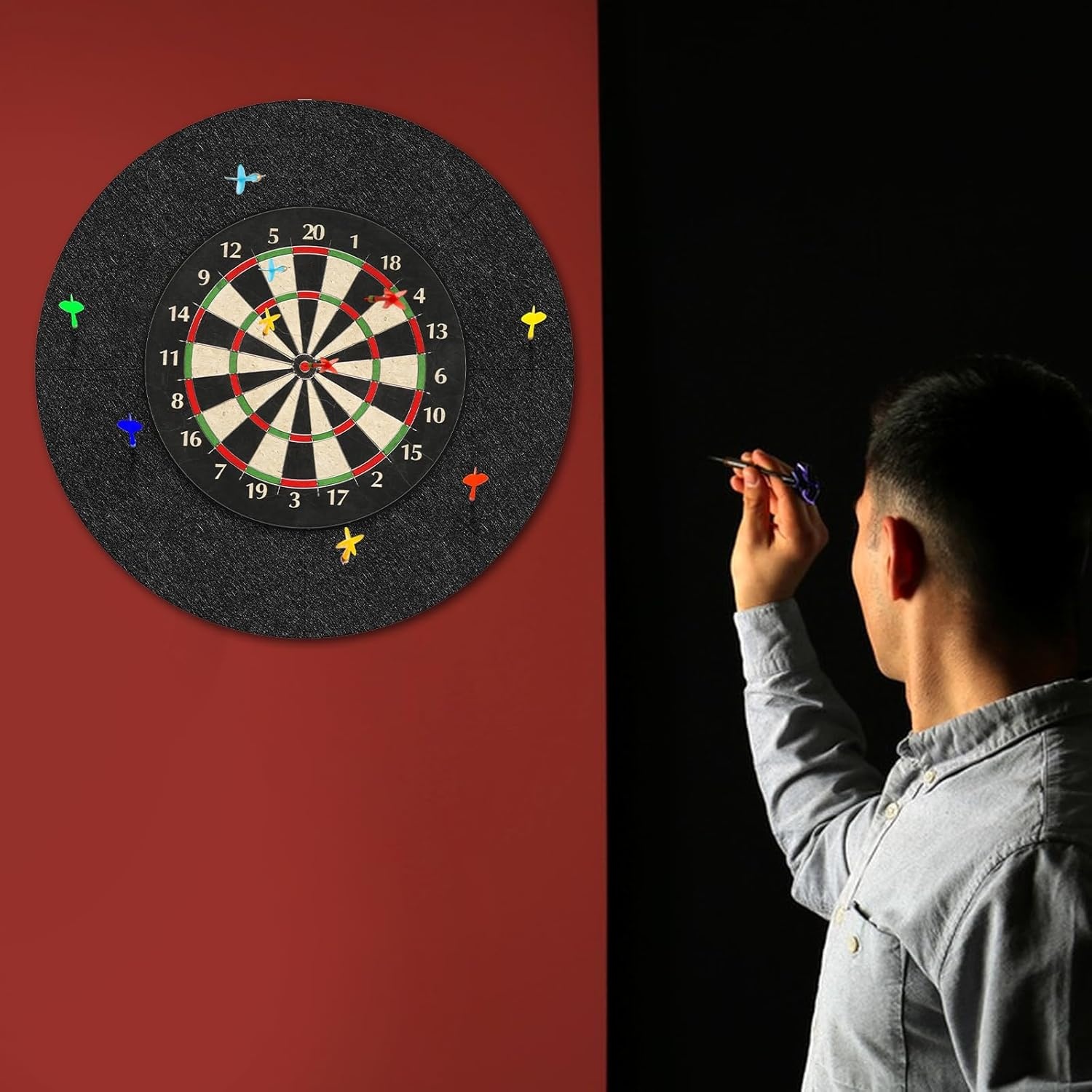 Zelfklevende Vilt Muurbeschermer voor Dartbord - Zwart, Rond - 72% Korting!