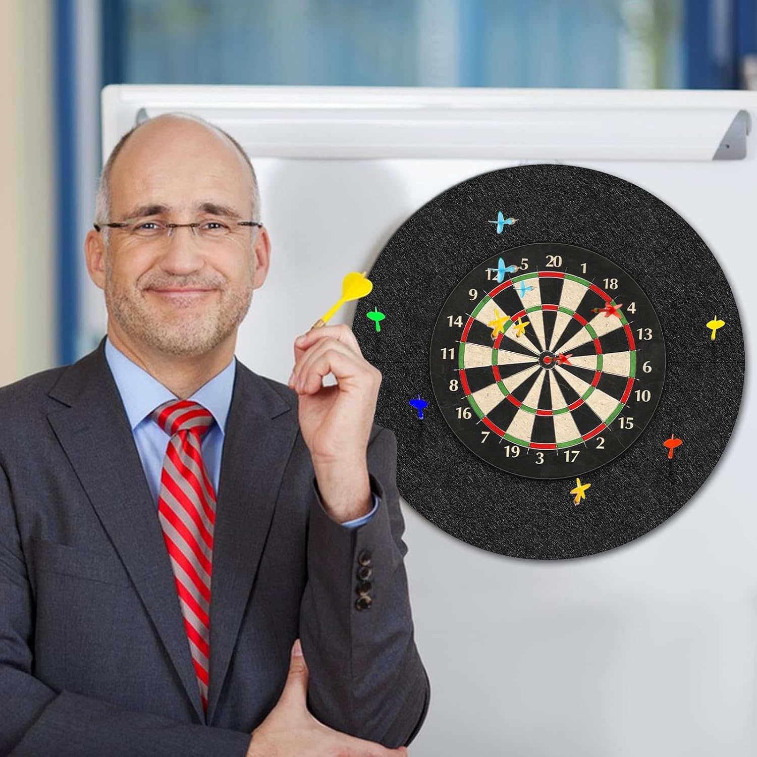 Zelfklevende Vilt Muurbeschermer voor Dartbord - Zwart, Rond - 72% Korting!