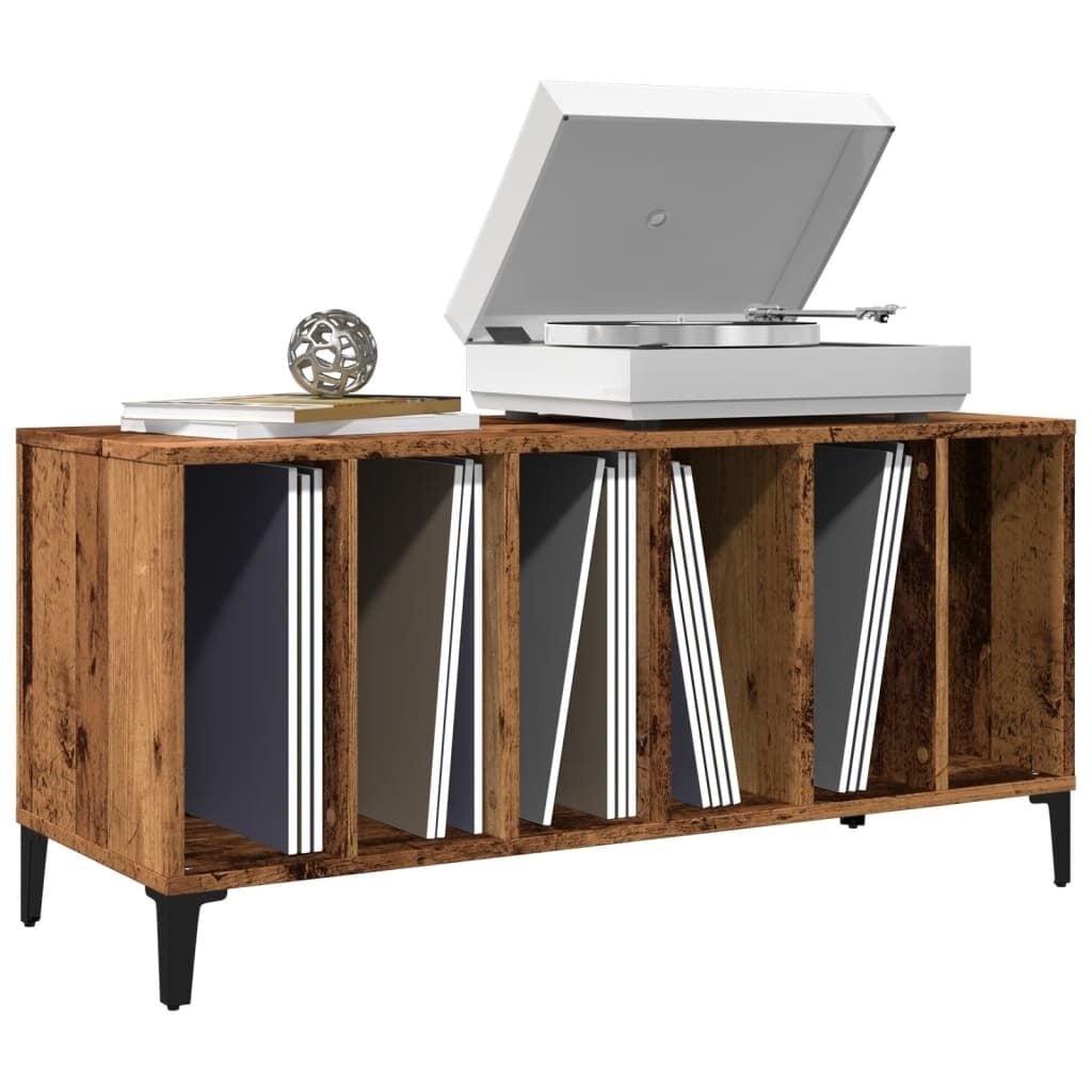 Platenkast 100x38x48 cm - Bewezen Hout, Oud Houtkleur - 34% Korting