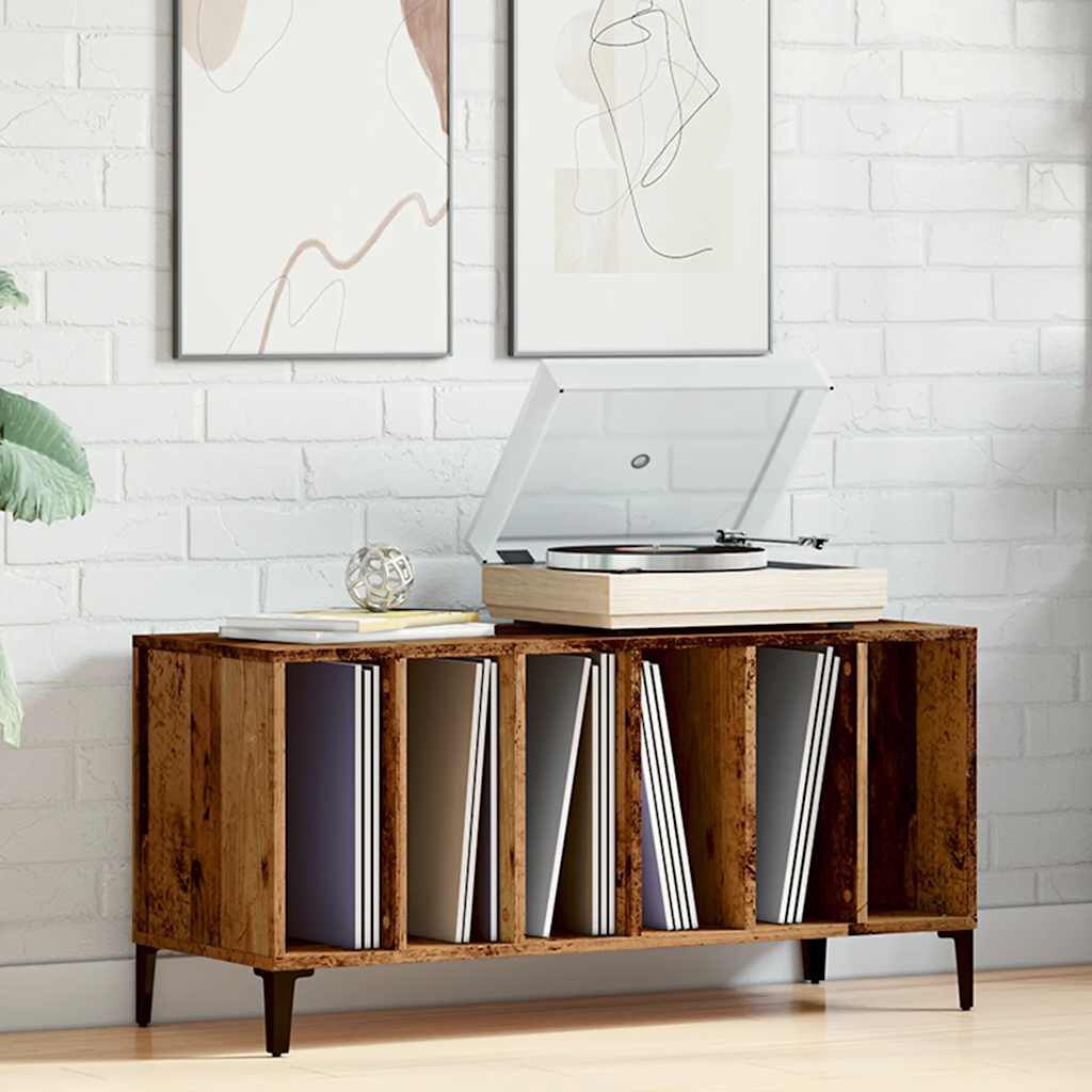 Platenkast 100x38x48 cm - Bewezen Hout, Oud Houtkleur - 34% Korting