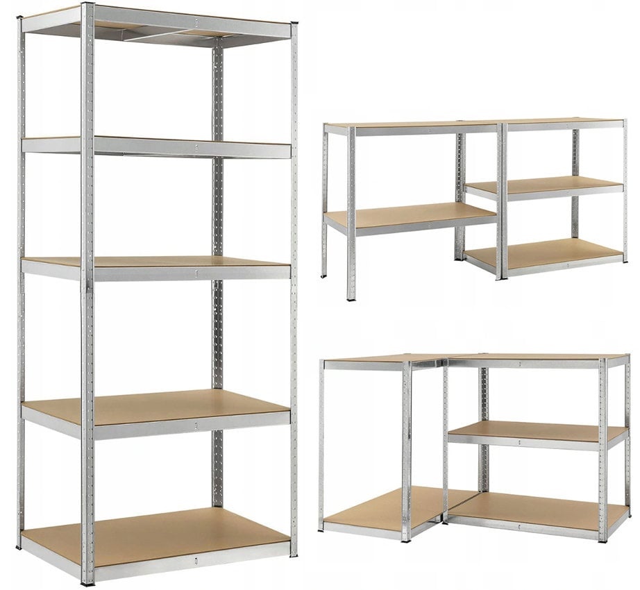 Stellingkast Metaal Zilver met Beuken Planken (150x75x30cm) - 34% Korting!