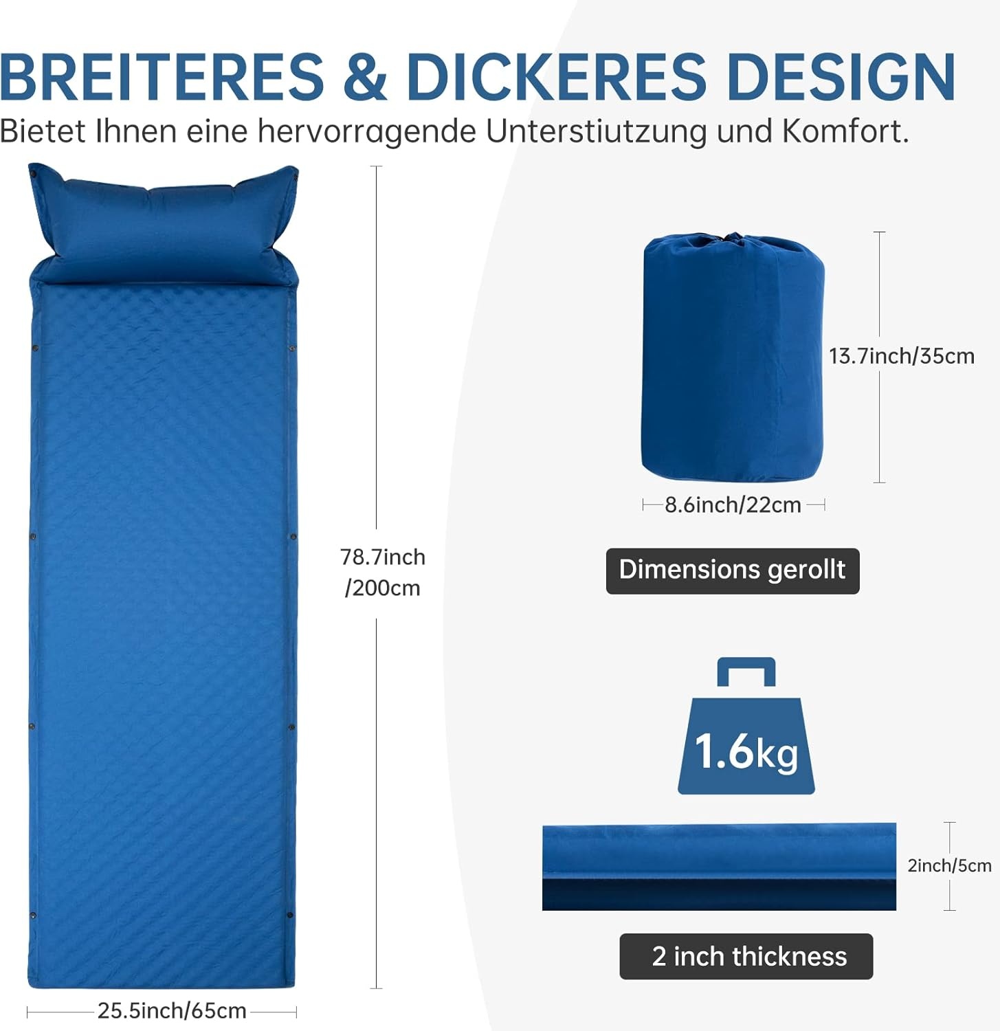 Zelfopblaasbaar Kampeermatras 200x65x5cm - 4 Seizoenen - 29% Korting