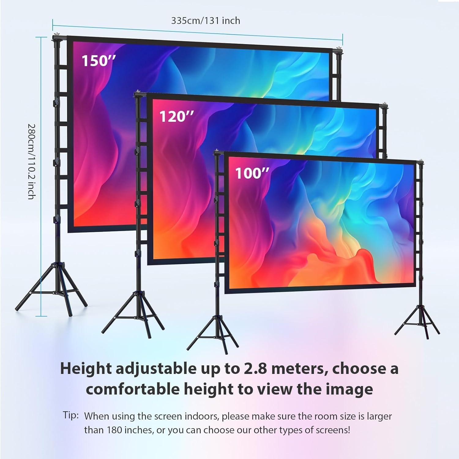150" Projectiescherm met Statief - 4K HD, Kreukvrij & Draagbaar (30% Korting)