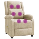 Crèmekleurige Massagestoel Stoffen Relaxfauteuil - 35% Korting
