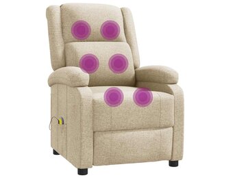Crèmekleurige Massagestoel Stoffen Relaxfauteuil - 35% Korting