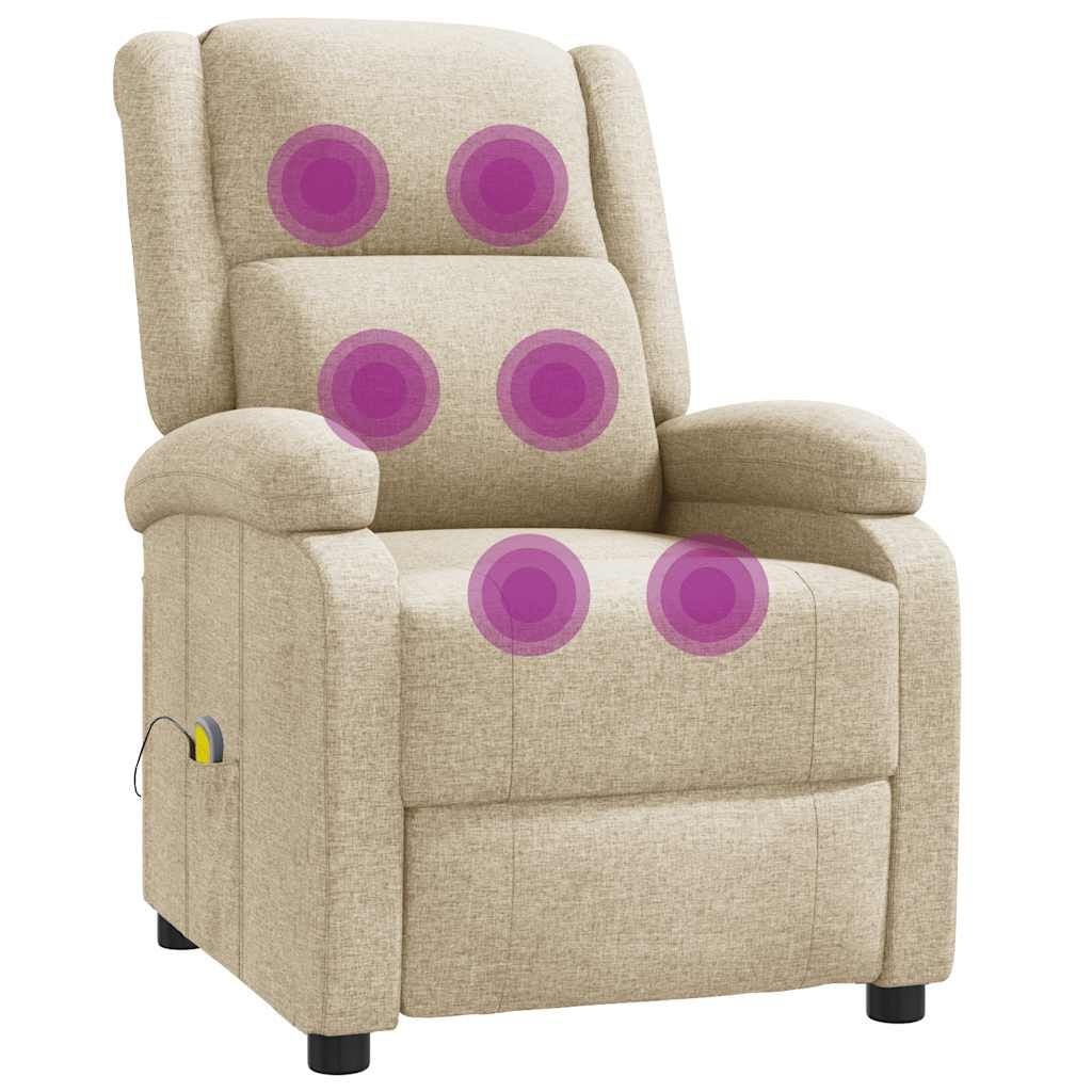 Crèmekleurige Massagestoel Stoffen Relaxfauteuil - 35% Korting
