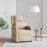 Crèmekleurige Massagestoel Stoffen Relaxfauteuil - 35% Korting
