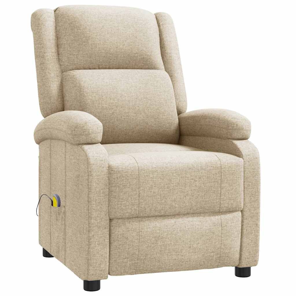 Crèmekleurige Massagestoel Stoffen Relaxfauteuil - 35% Korting
