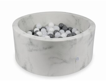 Ballenbak Rond 90x40cm | Marmer Design | 300 Ballen | Zacht Foam