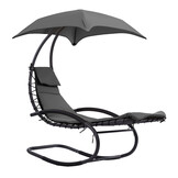 Tuin Schommelstoel Ligstoel met Parasol - Antraciet - 54% Korting