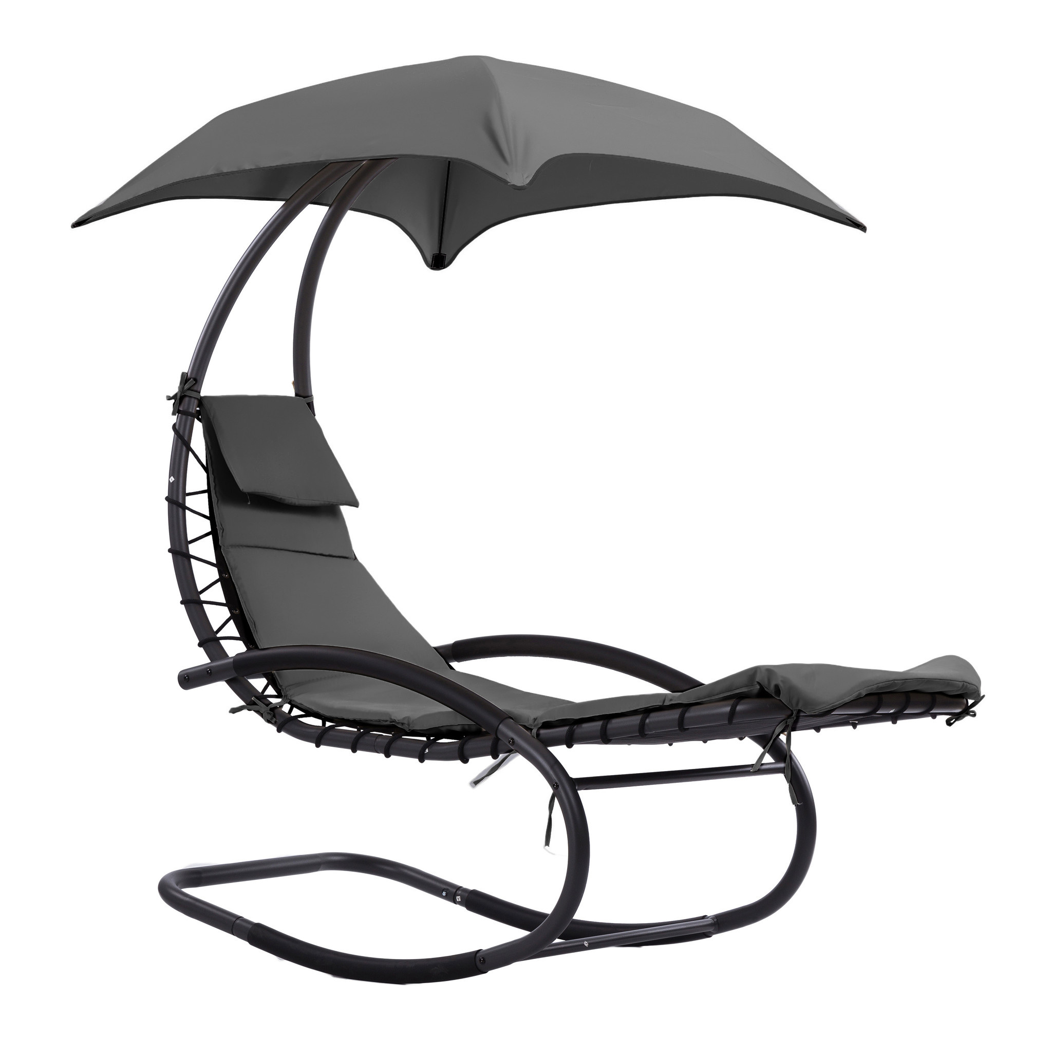 Tuin Schommelstoel Ligstoel met Parasol - Antraciet - 54% Korting
