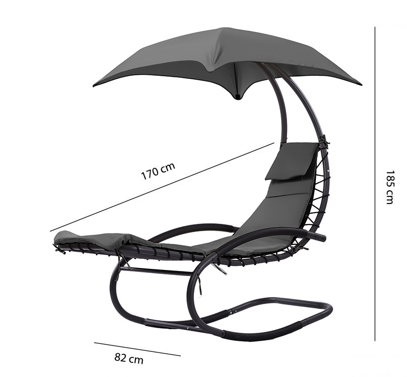 Tuin Schommelstoel Ligstoel met Parasol - Antraciet - 54% Korting