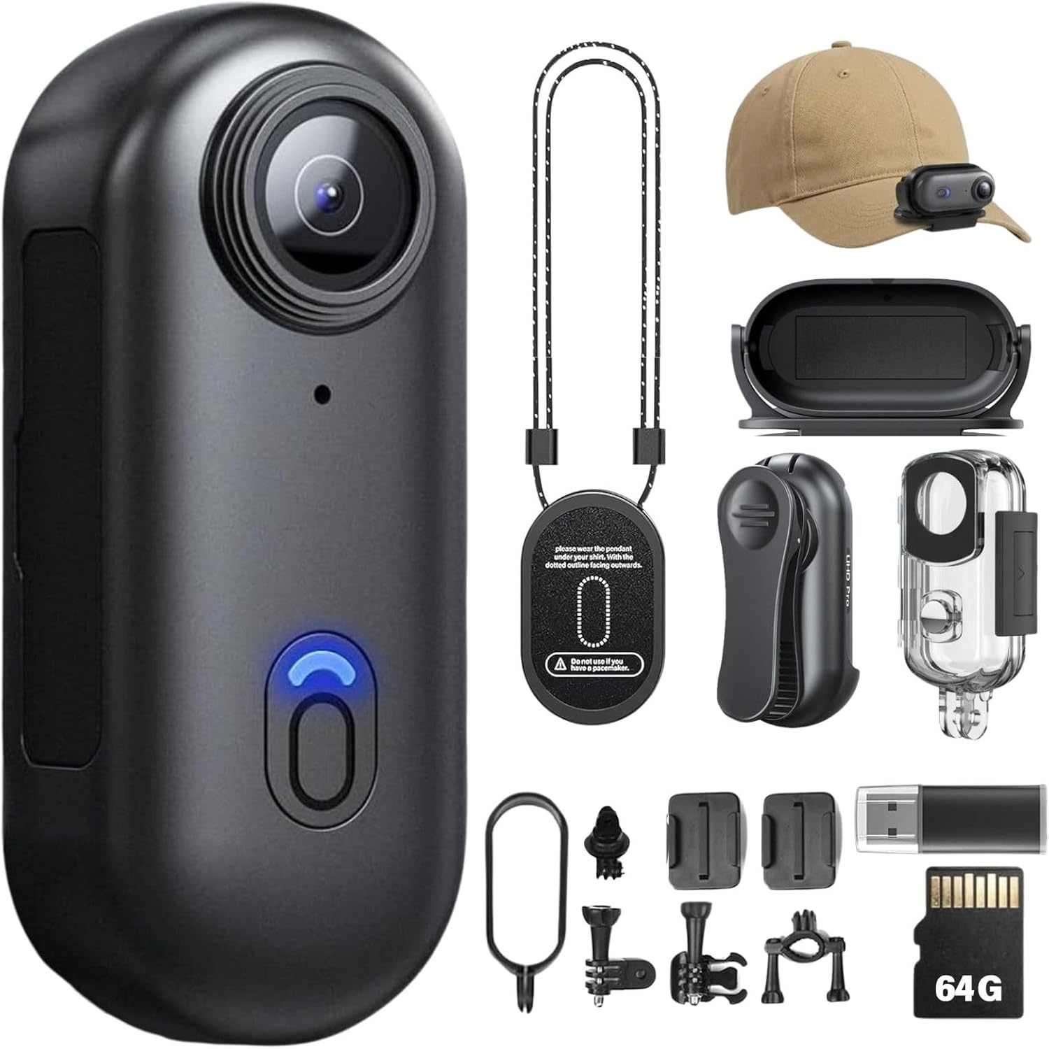 Zwarte 4K Bodycam 64GB, Waterdicht tot 30m | 36% Korting