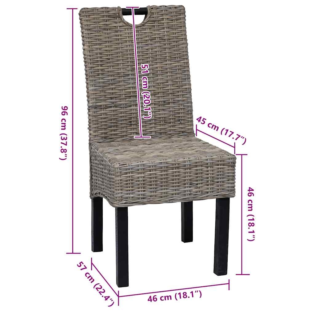 Eetkamerstoelen Kubu Rattan & Mangohout - 2 stuks - 67% Korting!