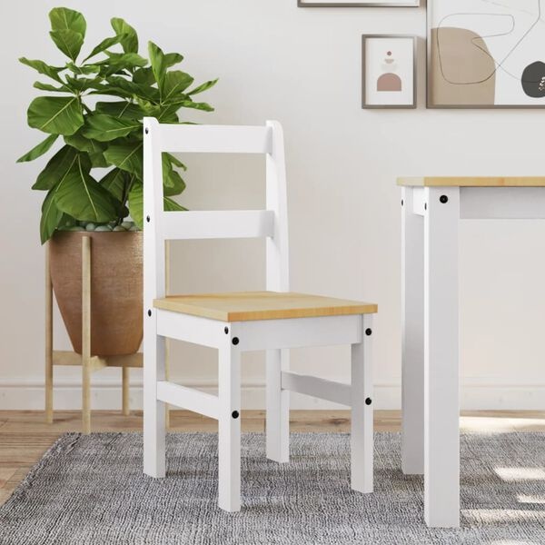 vidaXL Eetkamerstoelen 2x Panama Grenenhout Wit (29% Korting)