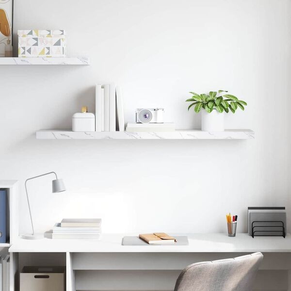 Wandplank met Opbergruimte Wit Marmer - 120 cm - 33% Korting